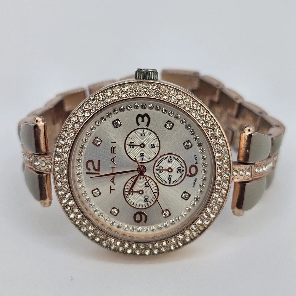 40MM Women's Watch Gray Dial Two Tone Bracelet Band 6.5